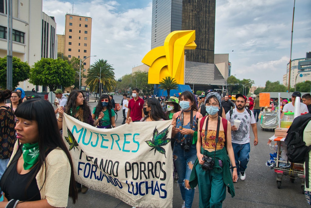 Activists and citizens march and protest for the recreational use and legalization of marijuana in Mexico City, Mexico (Shutterstock)